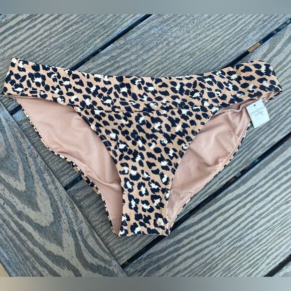 NWT aerie large cheetah print bikini bottom swimsuit brown black - Picture 2 of 5